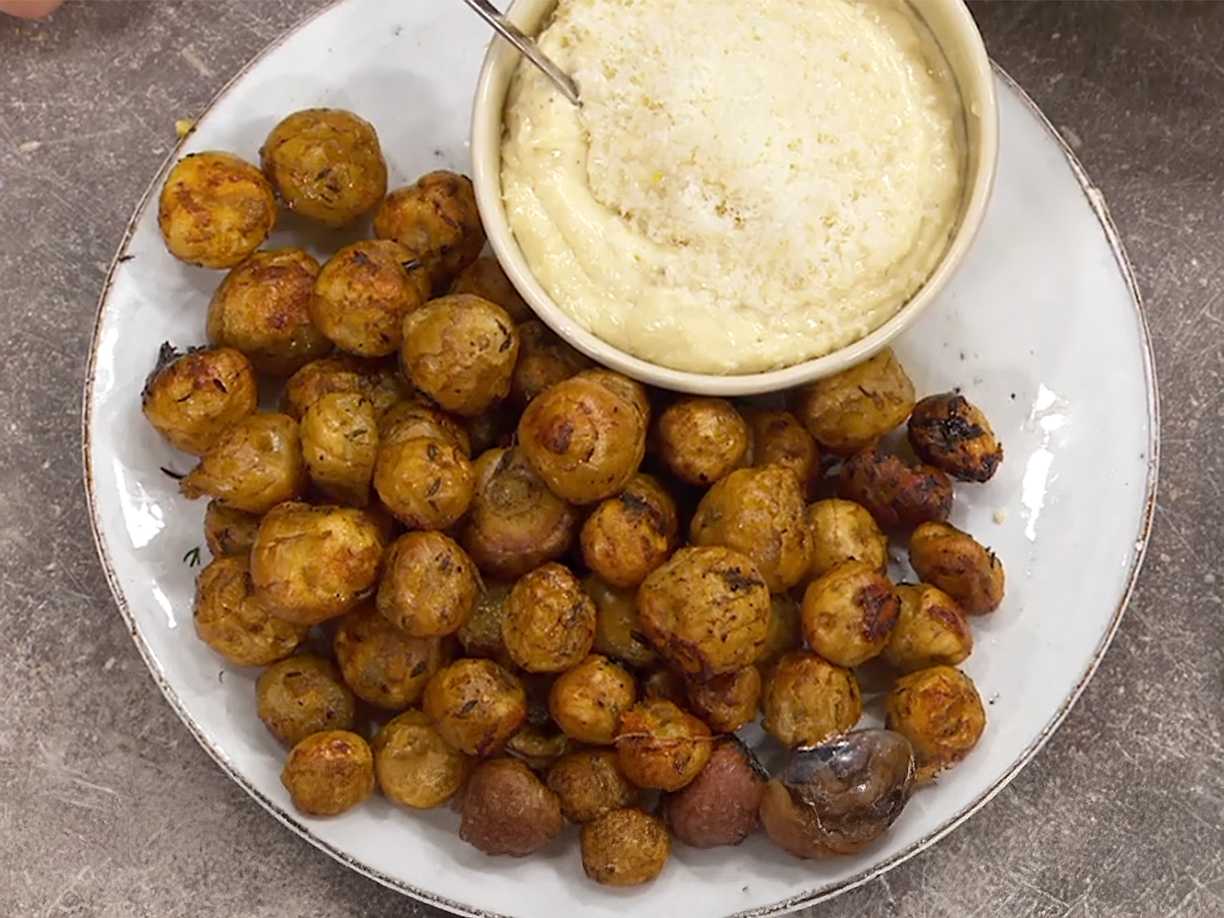 Rostade jordärtskockor med parmesandipp