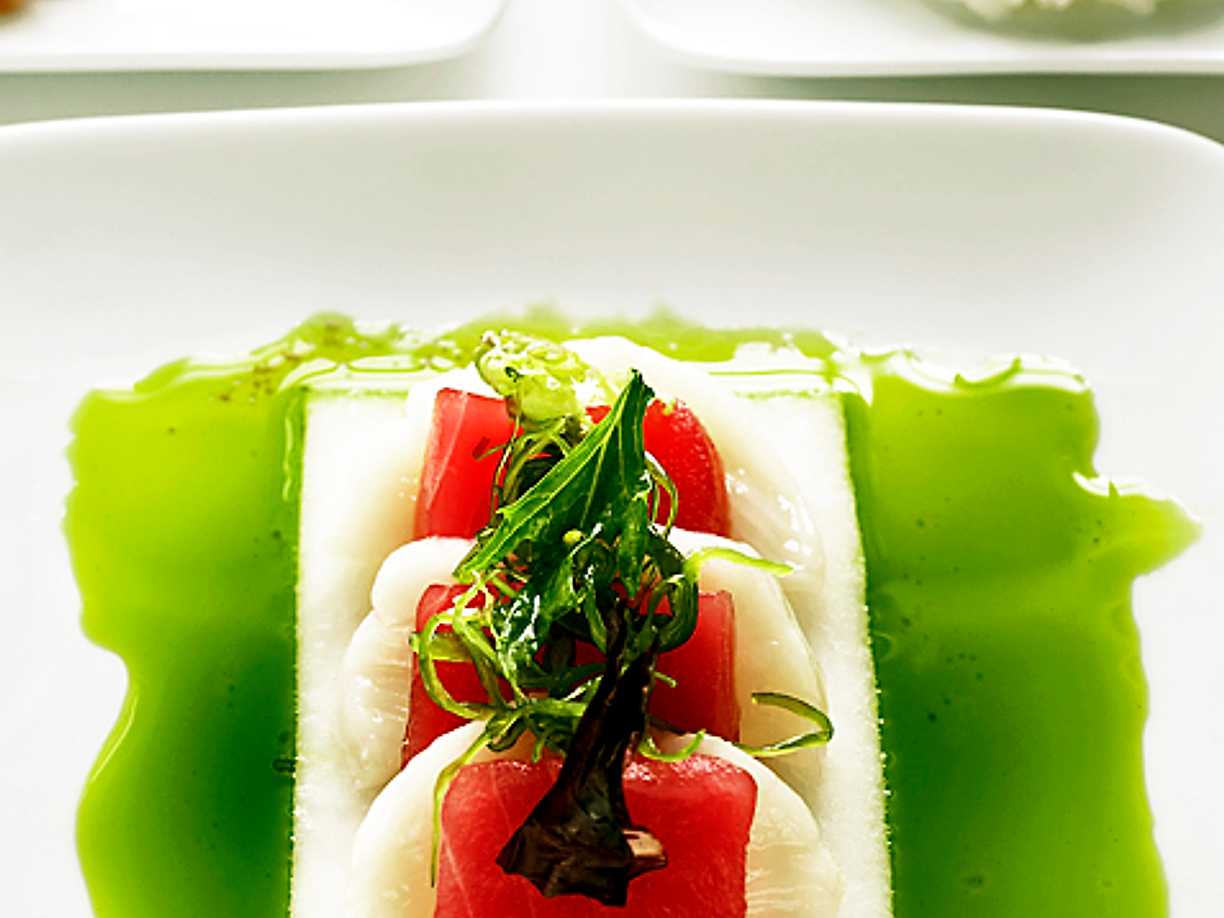 Sashimi med rättika, korianderolja och sushiris | Köket.se