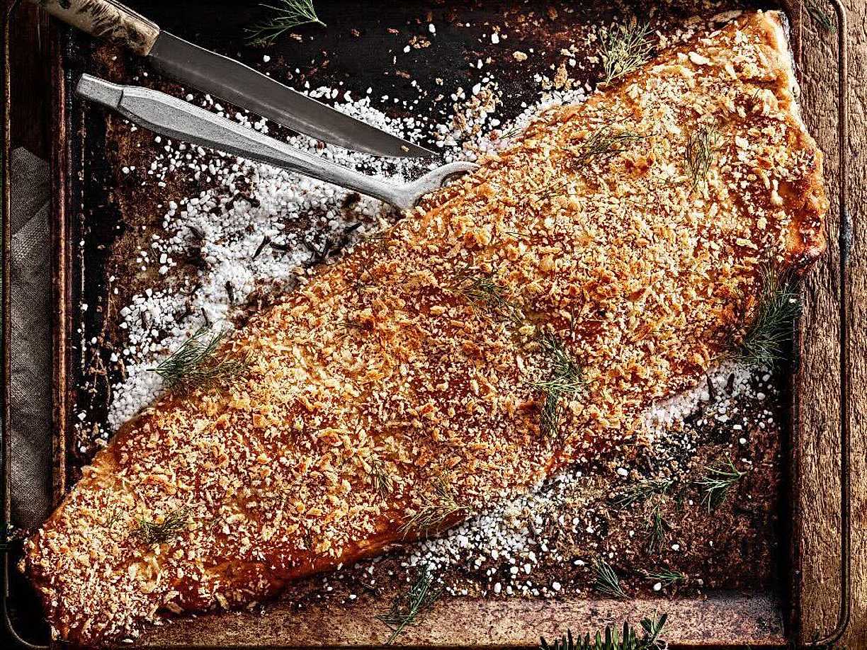 Senapsgriljerad lax med stuvad potatis