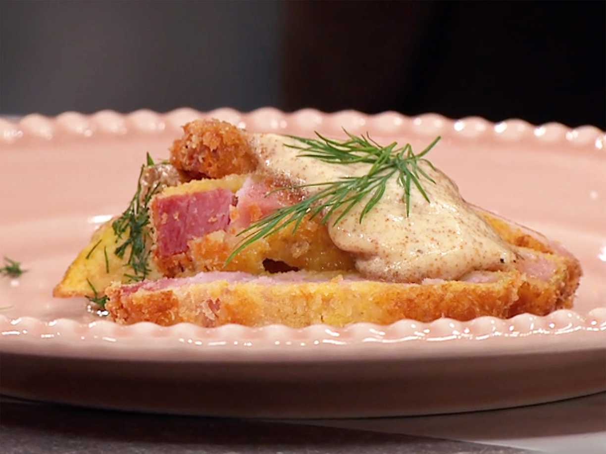 Skinkschnitzel med vispat brynt senapssmör