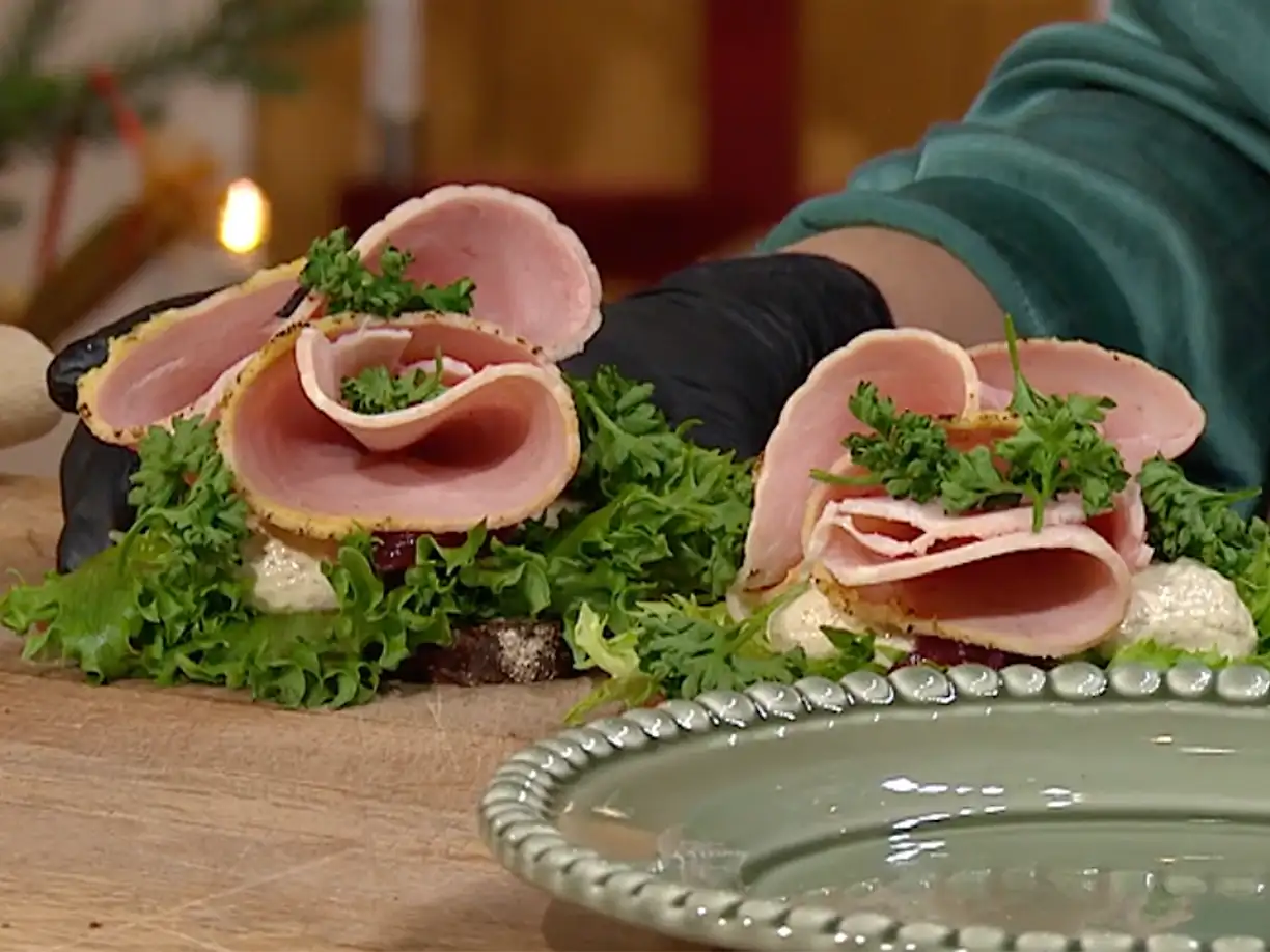 Smörrebröd med julskinka