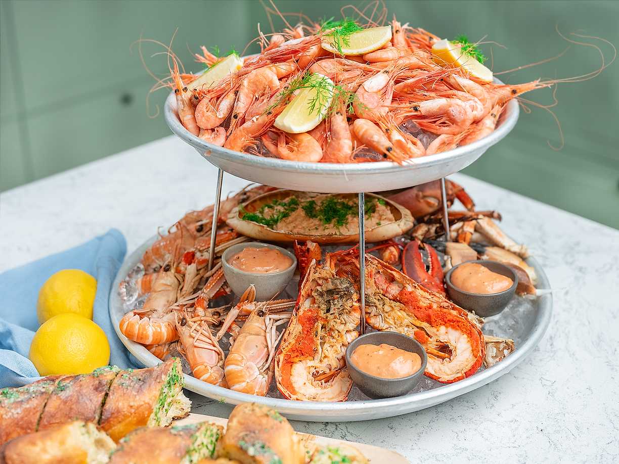 Snabb och lyxig skaldjursplatå