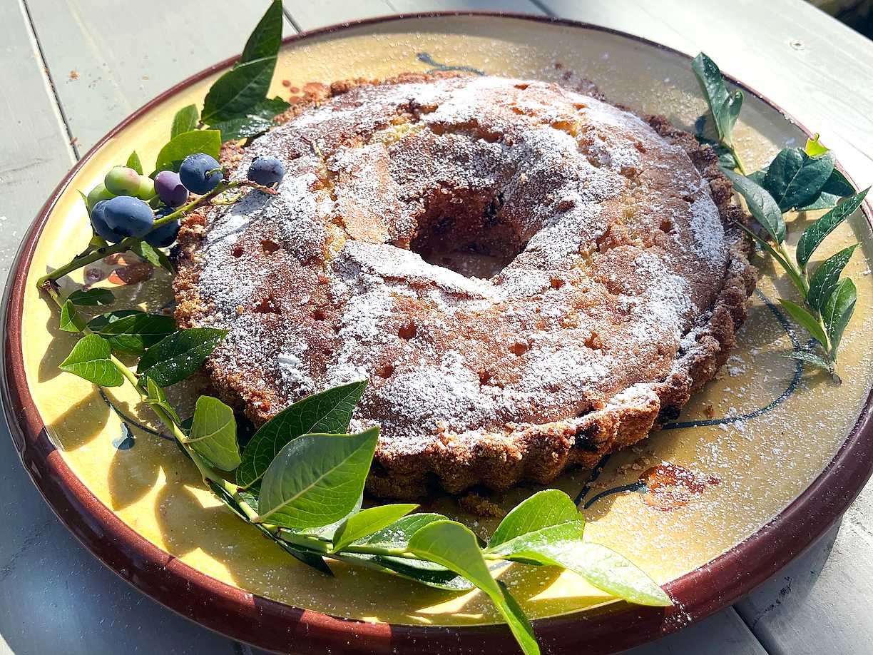 Sockerkaka med blåbär och citron