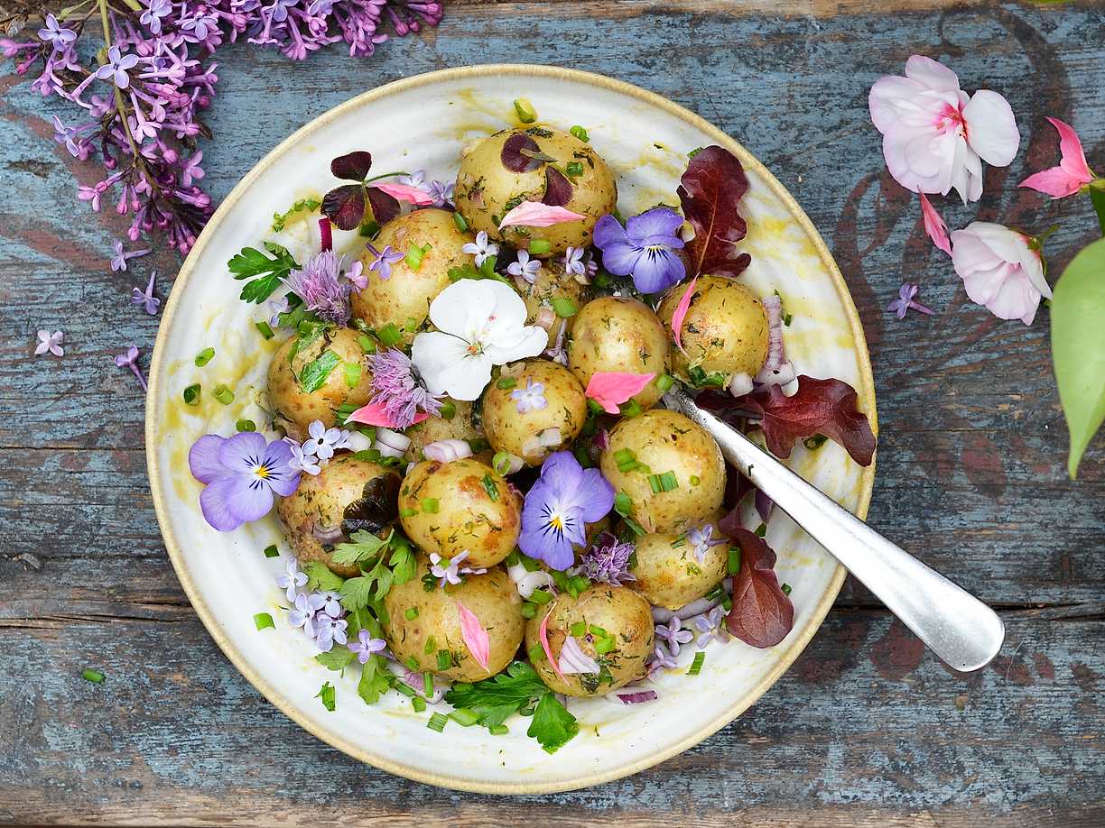 Somrig potatissallad med senapsdressing