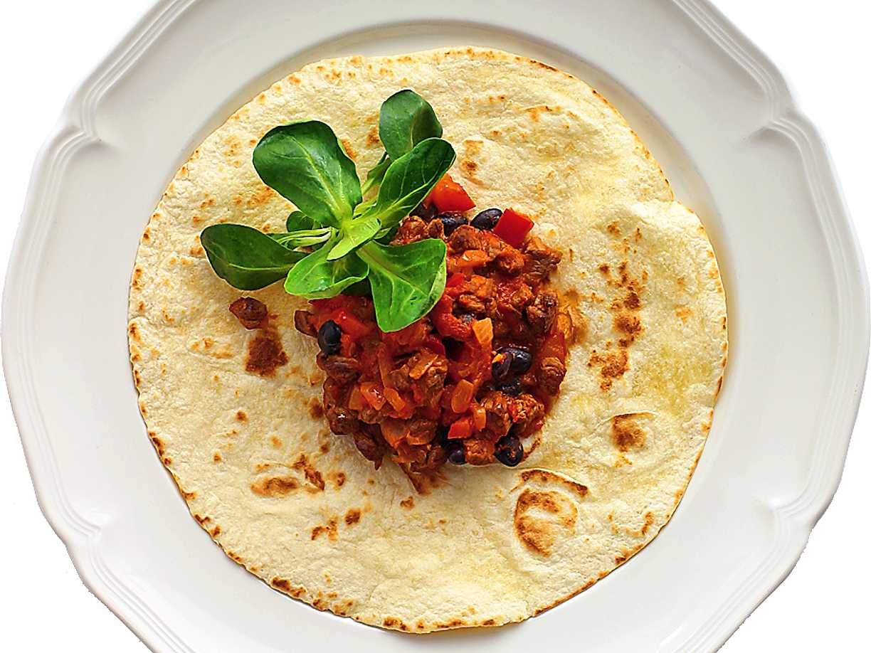 Tortillas med bönor och biff | Köket.se