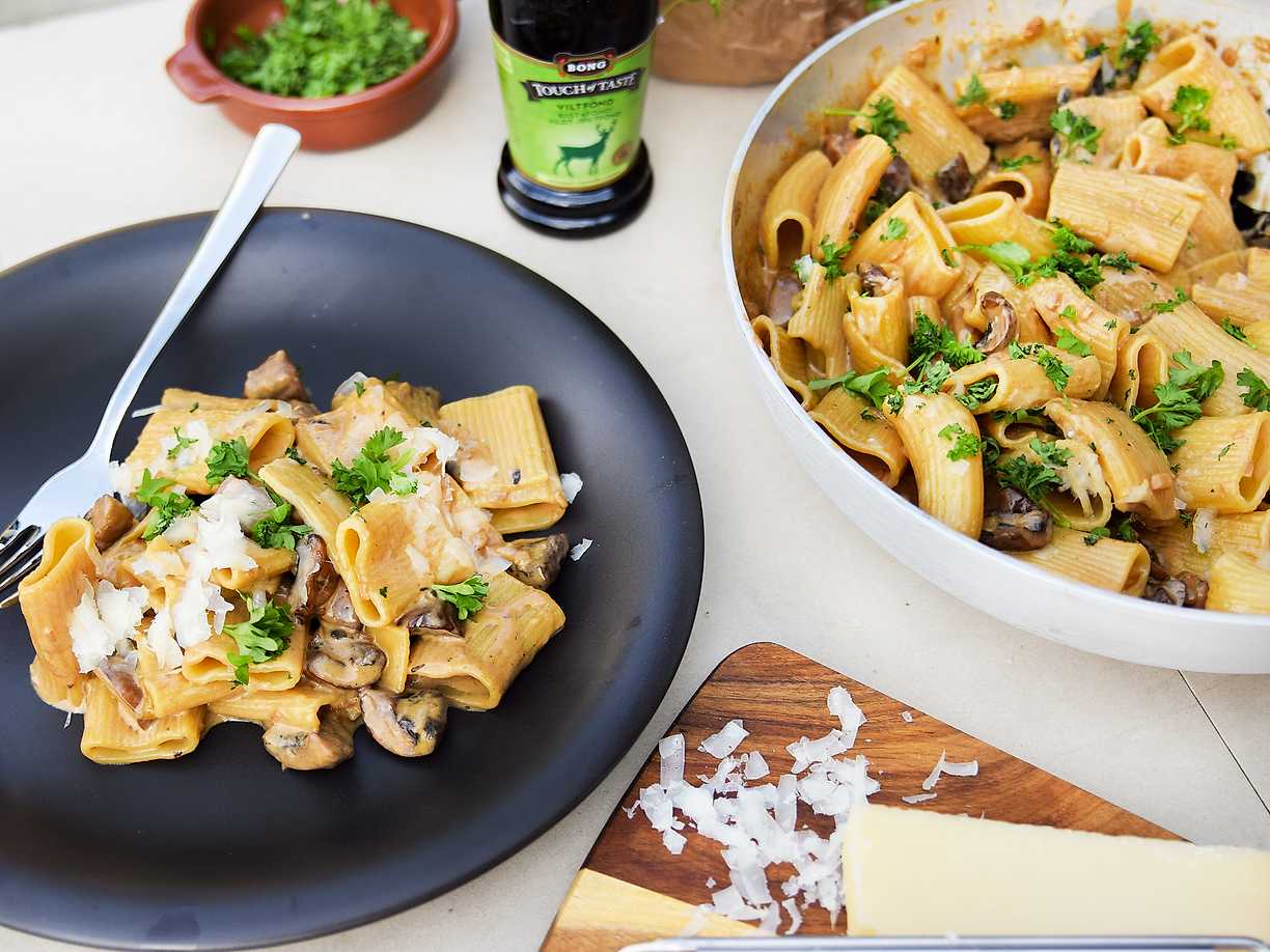 Tryffelpasta med skogschampinjoner