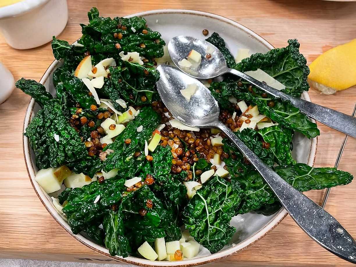 Vintersallad med rostade gotlandslinser