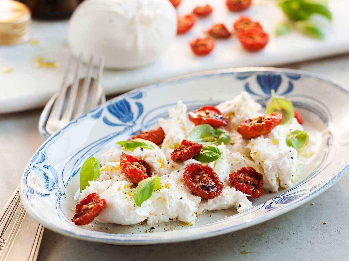Tryffelburrata med bakade tomater