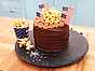 Amerikansk popcorntårta med björnbär, choklad och nougat