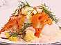 Ångad torsk med ägg, räkor, västerbottensost och citronsyrade grönsaker