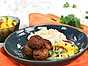 Asiatiska köttbullar med kokosris och mangosalsa