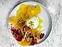 Burrata med persimon och blodapelsin