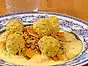 Fläskfärsfrikadeller med curry och dinkel
