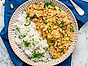 Fläskfilégryta med curry, banan och jordnötter