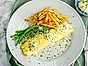 Fransk omelett med parmesankräm och pommes