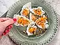 Friterat rispapper med topping