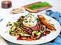 Grillad entrecôte med chiliolja, burrata och zucchini