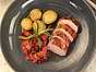 grillad flaskfile med plommonchutney