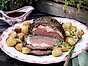 Helstekt entrecôte med hasselbackspotatis