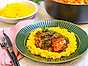 Italiensk kycklinggryta med krämigt saffransris