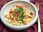 Krämig räkpasta med färska tomater