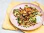 Ljummen sallad med grillost och havreris