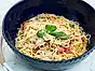 One pot pasta med basilika och soltorkade tomater