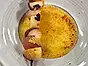 Persikospett med citrontimjanbrulée