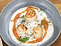 Scallops med nektarinpuré