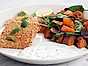 Sesamtofu med rostad pumpa och myntayoghurt