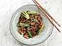 Sobanudlar med kycklingfärs, pak choy och shiitake