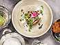 Sötpotatis med yoghurt, mynta och cashewnötter
