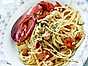 Spaghetti med hummer, tomat och vitt vin