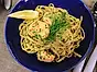 Spaghetti med laxfrikadeller i dillsås