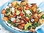Tacosallad med tortillakrutonger och äppelsalsa