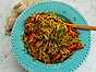 Teriyakiwok med fläskfilé, paprika och savojkål