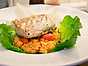 Torsk med risotto och basilikabuljong