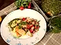 Ugnsstekt laxsida med örtpesto