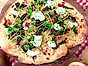 Vit pizza med rökt sidfläsk, gruyèreost och svartkål