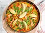 Zeinas paella med kyckling och räkor