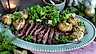 Irish beef Flankstek med rödvinssås och smashed potatis